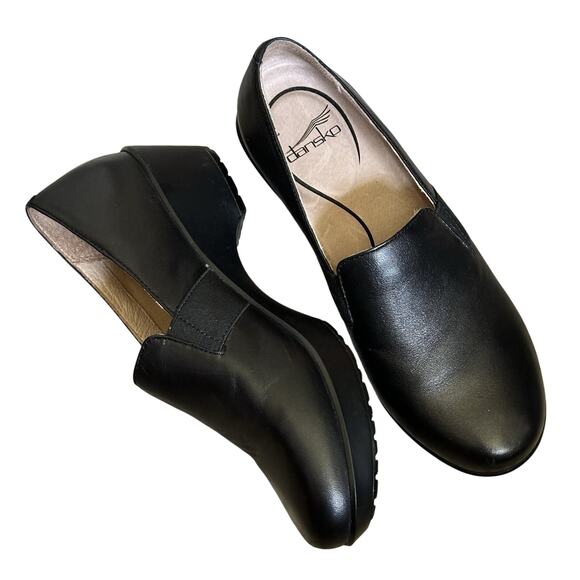 Dansko Black Nappa Leather Addy Slip On Comfort Shoes Size 39 8 - Picture 3 of 11